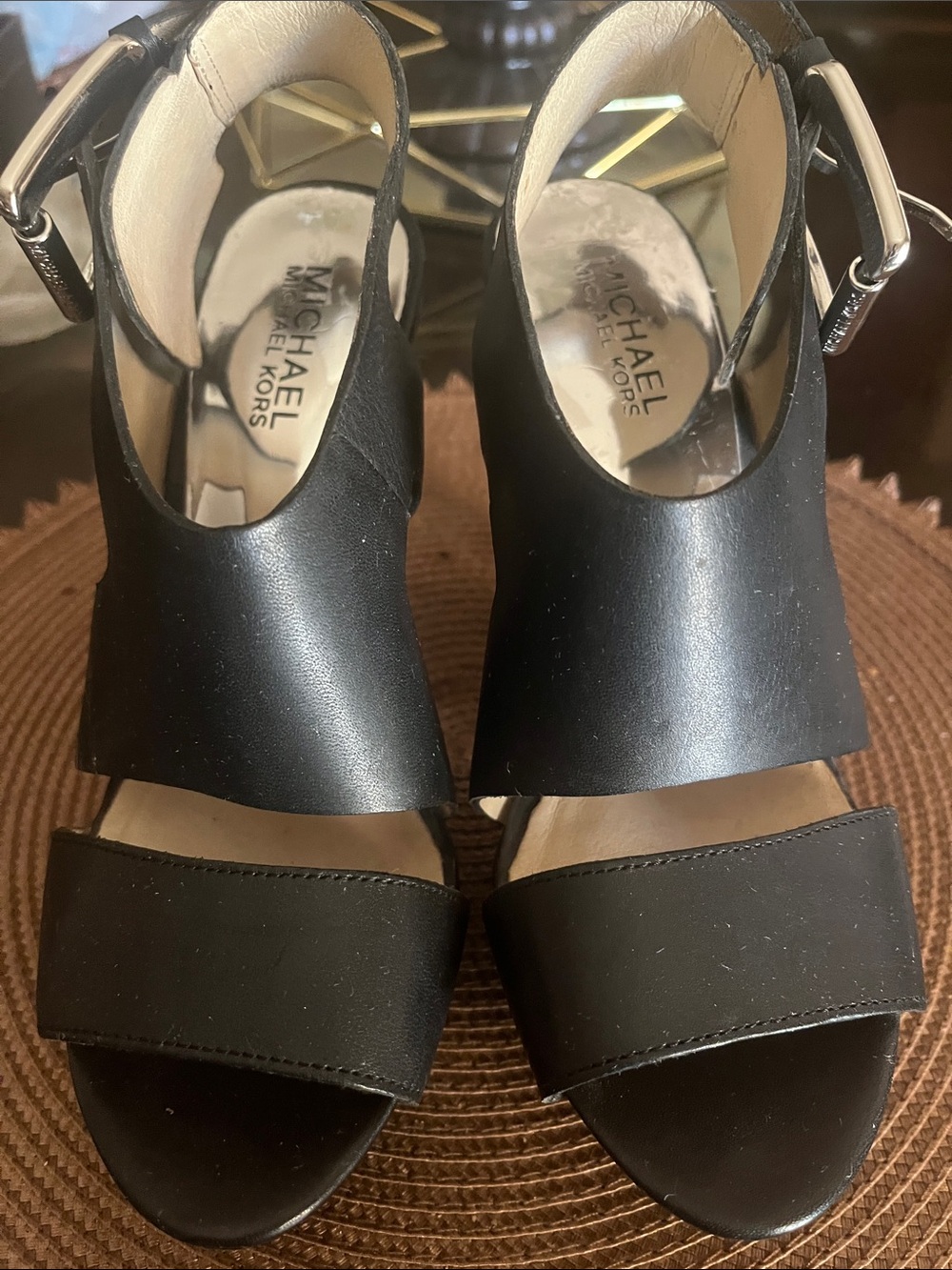 MICHAEL Michael Kors Black Leather Slingback Heels